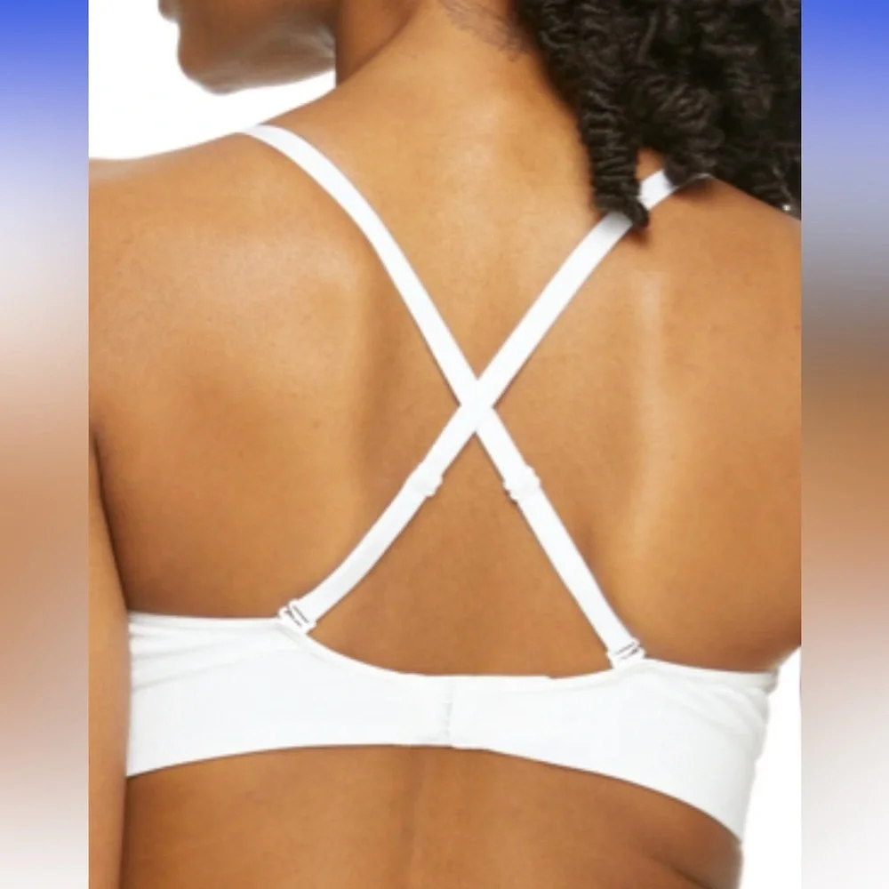 White Seamless Wireless Bralette Convertible Straps Size Medium - Picture 3 of 4